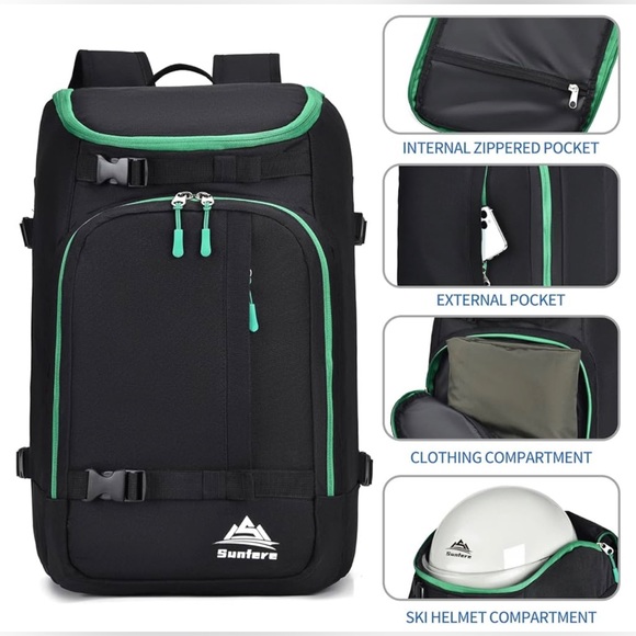 NWT Ski Boot Bag Black Cooler Backpack 50L Waterproof, AVAILABLE IN MULTI COLORS - Picture 6 of 13